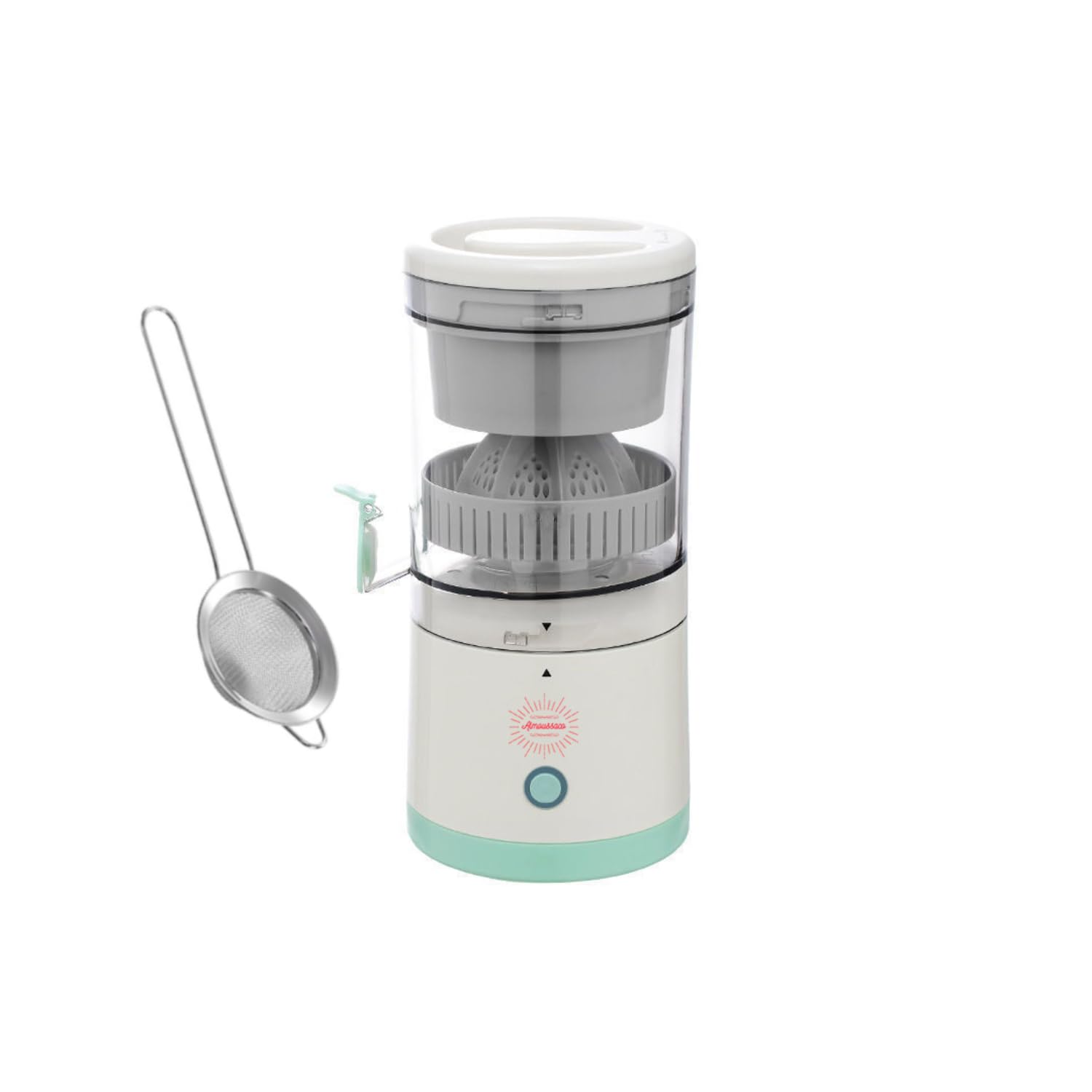 Portable rechargeable electric juicer, authentic, Simply squeeze fresh goodness, Lime Citrus Squeezer refreshing lemon orange and fruits juice. With free stainless steel strainer