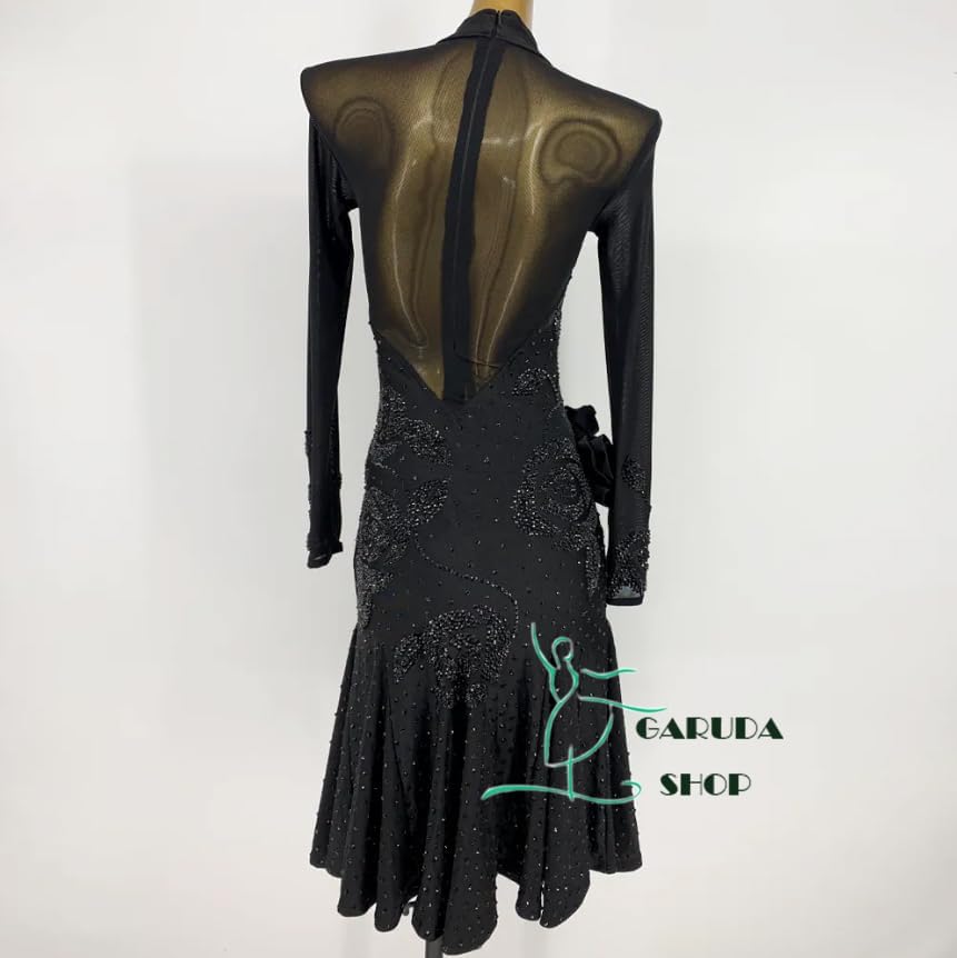 社交ダンスドレス スカラップ裾広 裾フリルデザインモダン ワルツ