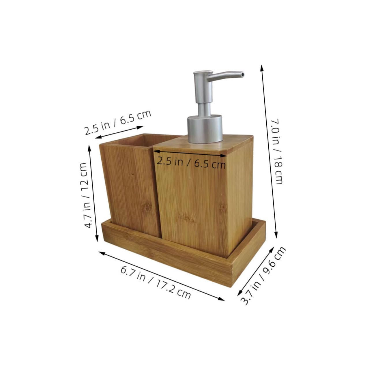 Yardenfun Juego De Accesorios De BañO De Bambú con Dispensador De JabóN Portacepillos Y Vaso Kit Completo para OrganizacióN Y Uso Diario En Hogar Y BañO