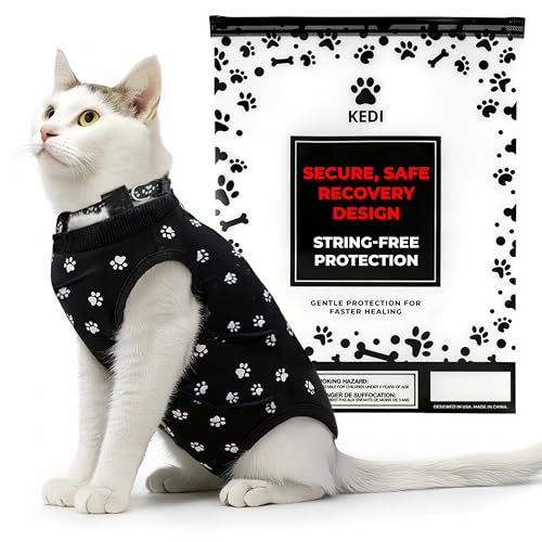 Cat Onesie for After Surgery Care - Breathable Male Female Post Surgical Recovery Suit Vest for Cats with Abdominal Wounds or Skin Issues - Soft Washable Protective Medical Clothing for Pets