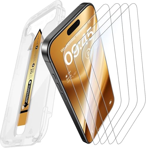 Film protecteur d'écran iPhone 16 Plus MRGLAS en verre trempé 9H lot de 4 avec kit