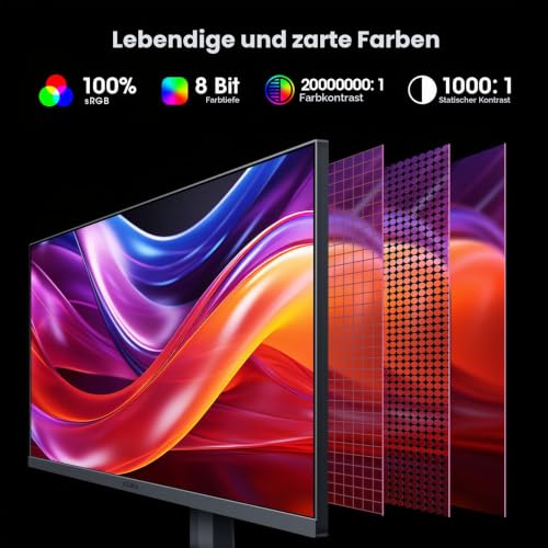 KOORUI Gaming Monitor 27 Zoll, 165Hz, FHD(1920×1080), IPS, 1ms GTG, Adaptive Sync,75 * 75mm VESA Kompatibel, DCI-P3 90% (HDMI, DisplayPort) – Ansicht 5