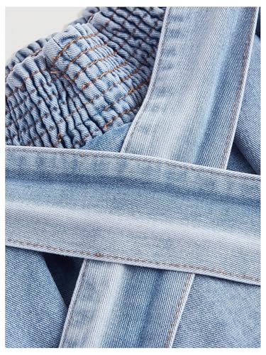 Women's Plus Size Denim Mini Skirt Y2k Bow Tie Knot Ruffle Tiered Short Jean Skirts4