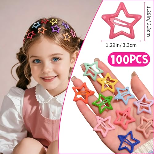 Set de 100 pinzas de cabello en forma de estrella coloridas miniatura 2