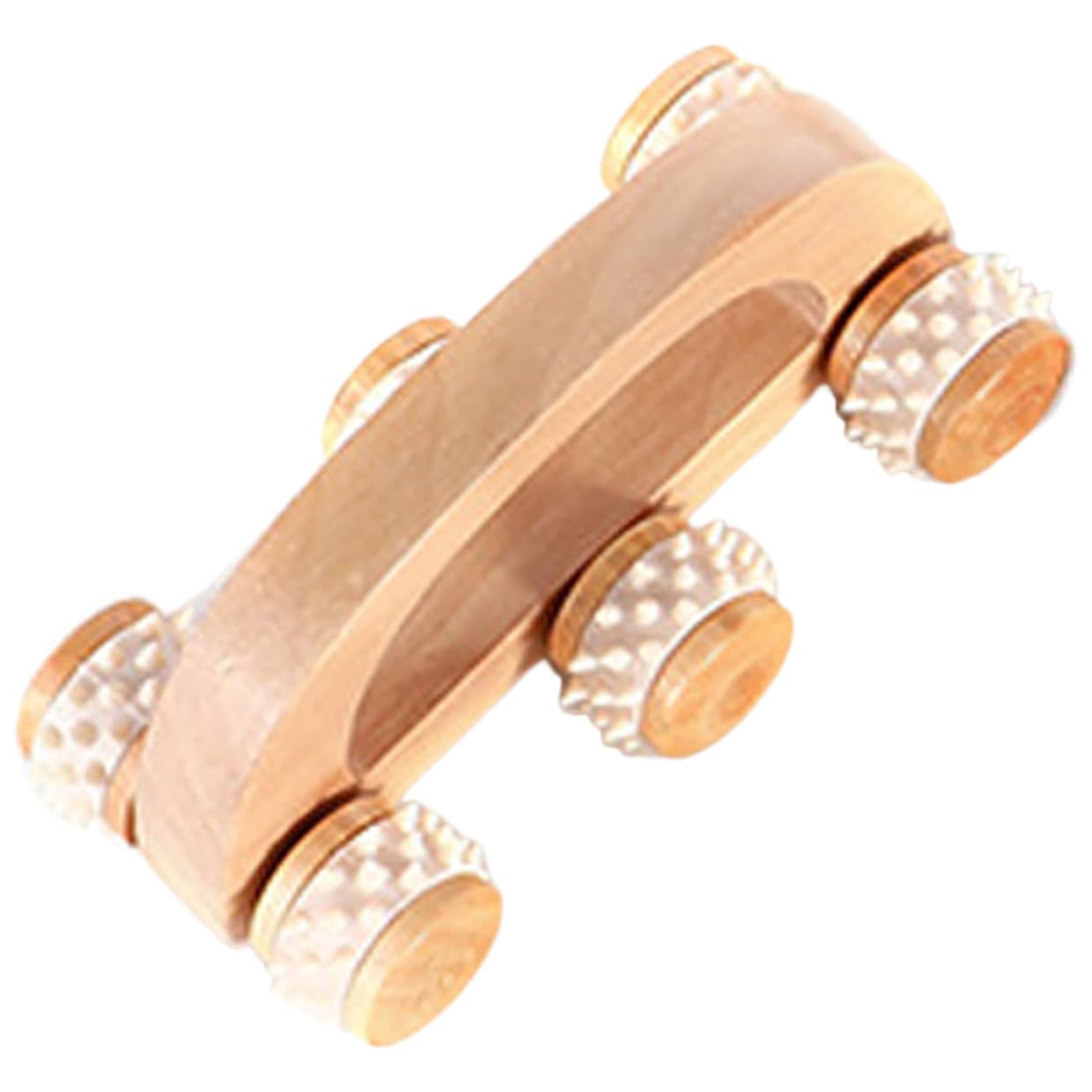 ibasenice Rodillo Masajeador de Madera Manual para Cuello y Espalda, 6 Ruedas para Masaje Corporal, Portátil y Multifuncional, Mejora la Circulación, Adecuado para Relajación en Casa