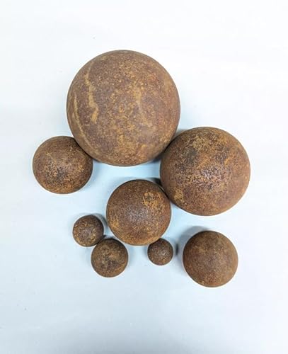 Zen Man Lot de 3 boules en fer rouillées - Décoration de jardin - Boule métallique - Aspect rouille - Diamètre : 25 mm - Diamètre : 100 mm (Ø55 mm)