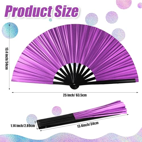 Image of Maitys Large Rave Fan Folding Handheld Fans 13'' Clap Fans for Line Dancing Clack Fan Holographic Festival Accessory for Martial Art Gift Performance, Includes 2 Pouch