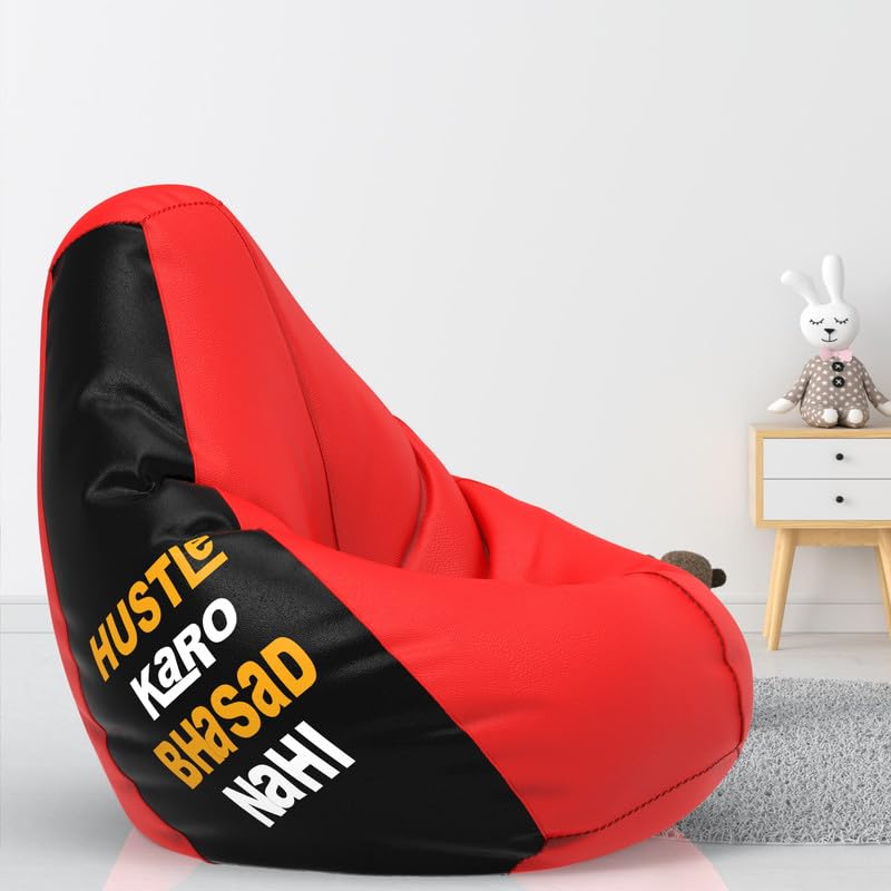 Biggie Bean Bag Cover 6XL- Official: Jack & Mayers Bean Bags - Max User Height : 6-6.5 Ft. - Weight : 99-110 Kgs(Model: Hustle Karo Bhasad Nahin - Red Black)-image-23