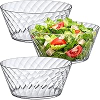 Amazing Abby - Bonita - 130-Ounce Plastic Serving Bowls (Set of 3), 10-Inch Clear Salad Bowl Set, BPA-Free, Shatter-Proof, Dishwasher-Safe, Stackable, Great for Salad, Fruit, Cereal, Snack, and More