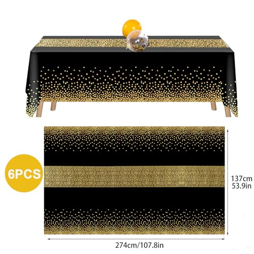 FUYOAL 6 Pieces Black and Gold Table Cloth - Image 2