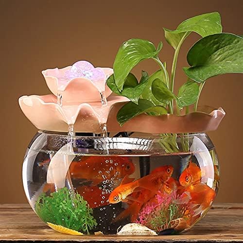 Creative Circulating Water Fish Bowl - 9.45" Glass Desktop Aquarium, Small Household Decorative Fish Tank, Unique Landscaping Ornaments for Home & Office