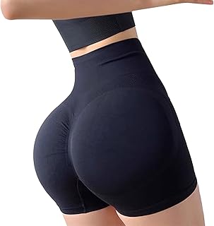 Shorts femininos de treino, sem costura, cintura alta, shorts de ioga de cintura alta, shorts de ioga de cintura alta para bolso feminino