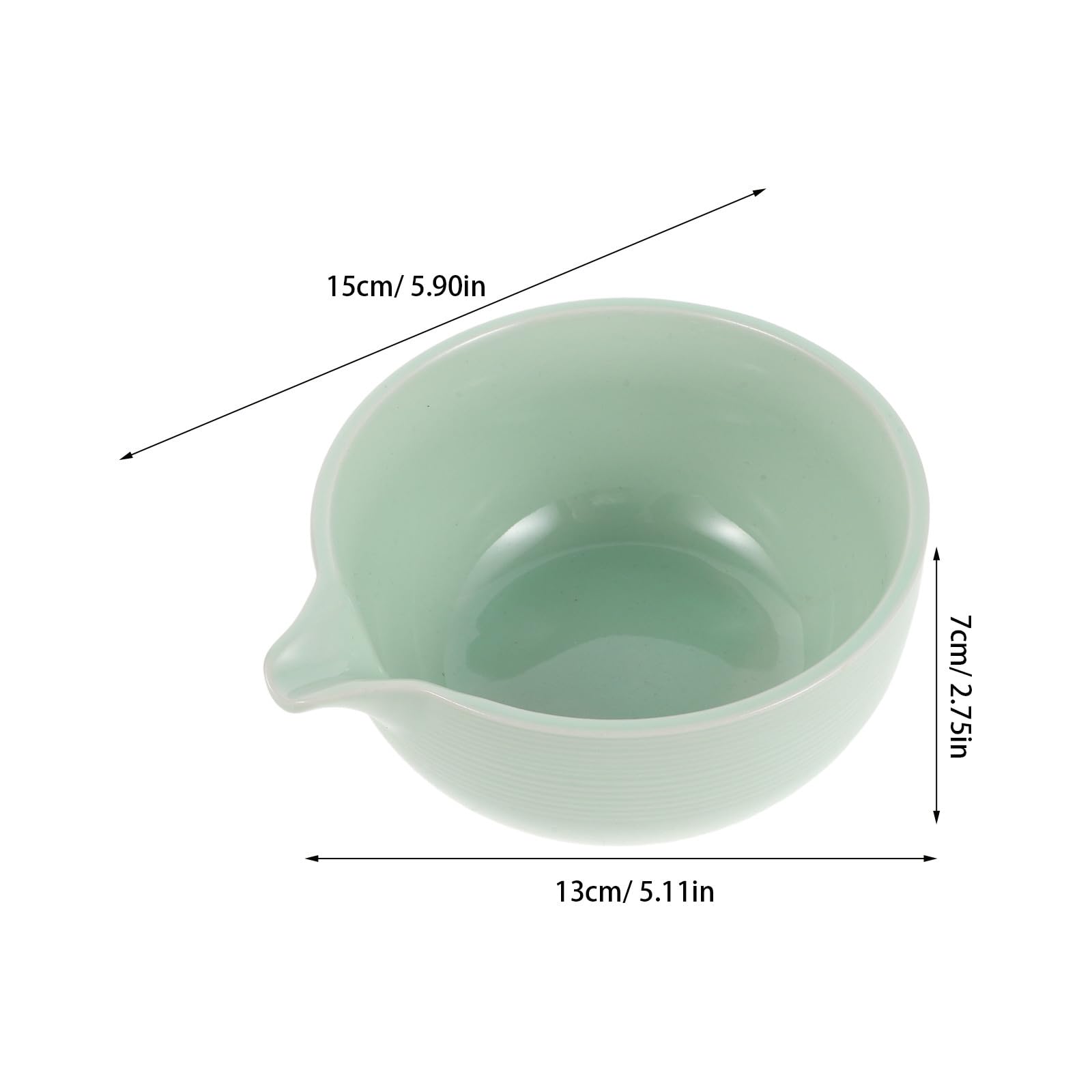 Ciotola Giapponese per Matcha con Beccuccio 550ml Ceramica | Verde, Bocca Ampia e Fondo Profondo, Lavabile in Lavastoviglie e Microonde, per Cerimonia del Tè