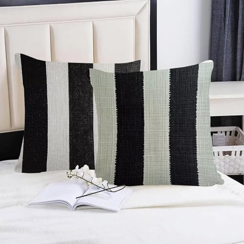 Housse de coussin imperméable 65x65 cm haut de gamme aspect lin noir pour fauteuil chaise - 5