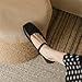 Stunner Women's Mary Jane Flats Fashion Square Toe Soft Ballet Flats Comfort Leather Office Driving Flats Black 39(7.5)