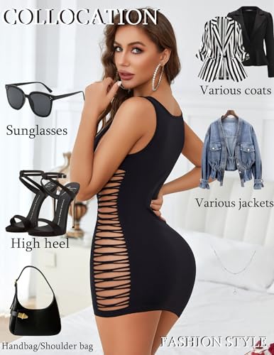 Avidlove Womens Lingerie Hollow Out Bodycon Dress Square Neck Party Dress - image 6