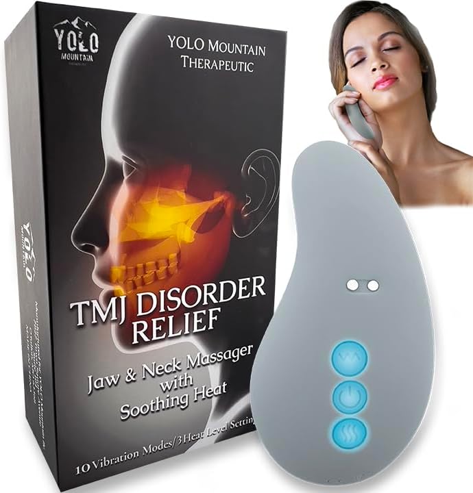 TMJ Relief Products Jaw Massager w/ Unique Warming Mode Option, Patented Ergonomic