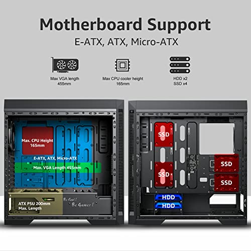 Image of Gaming Case Full Tower, with Tempered Glass Side Panel & ARGB LED Mirror, Supports 7x120mm Fans, GAMEMAX Abyss-TR