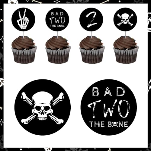 Décorations de gâteau rock 2 ans et cupcakes baby shower noir 24 pcs
