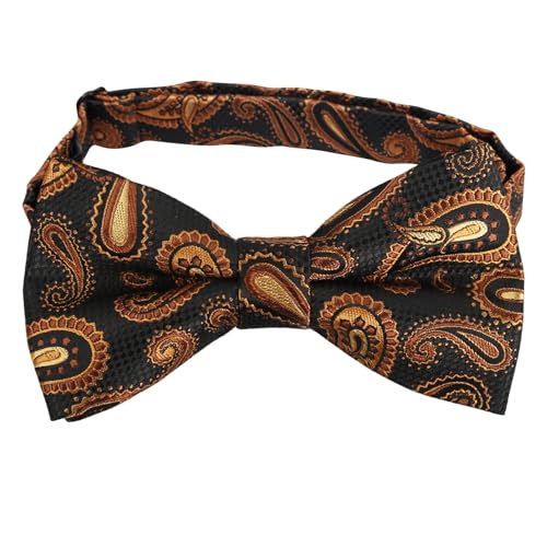 Image of Alizeal Mens 4pcs Vintage Paisley Bow Tie Set | Pre-tied Pocket Square Cufflinks Boutonniere for Wedding Everyday Use