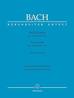 Bach JS, Six Suites for Cello Solo. Baerenreiter sold by GoStrings LLC. Facsimile of Bach original.