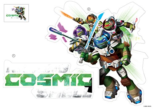 Image of Asian Paints Wall Ons Original TMNT 'XL' Wall Decal - 'Kicking Cosmic Shell' DIY Removable Peel and Stick Wall Sticker - 'Covers H 1.5 ft x W 2 ft on The Wall' Kids Room Decor