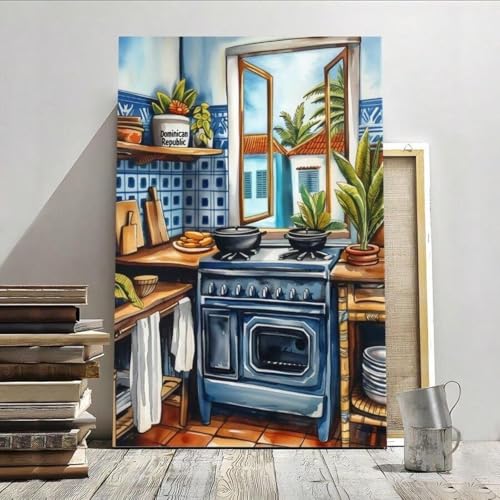 Peinture réaliste plantes tropicales toile cuisine 30x45 cm