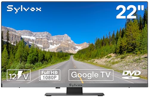 SYLVOX RV TV, 22 inches 12/24V TV for RV 1080P Full HD Smart TV, Built-in APP Store, Support WiFi Bluetooth, Small Android TV for Car Home Camper Truck Boat(Limo Series)