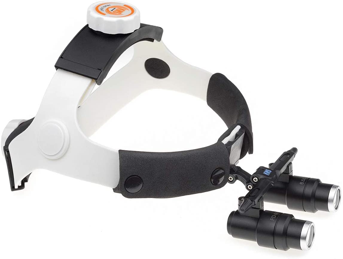 EustomA 6.5X Binocular Loupes Head Mount Headband Adjustable High Magnification 420mm Working Distance Optical Glasses FD-501K-6.5X