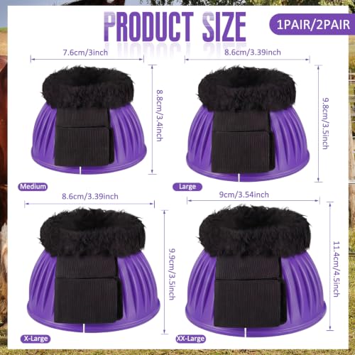 Image of Abbylike 1 Pair Fleece Horse Bell Boots Protect Against Hoof Impact Trauma, Rubber Bell Boots Horse Care for Turnout No Rub Design Comfort Quick Wrap Hook and Loop
