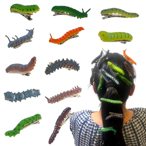 Pince à cheveux ver de terreau et chenille pour soirée Halloween