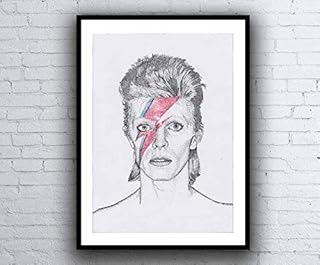 David Bowie Pen Drawing - Giclée Art Print - Dots Portrait Pointillism A5 A4 A3 size fine art poster artwork