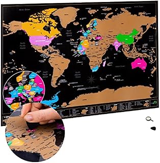 World Map Travel Gift | A3 Scratch Off Map | Map of the World Poster + BONUS A4 UK Scratch off Map | Map of Countries Visited with Accessories Kit and Gift Tube | Cartographic Design by Atlas & Green