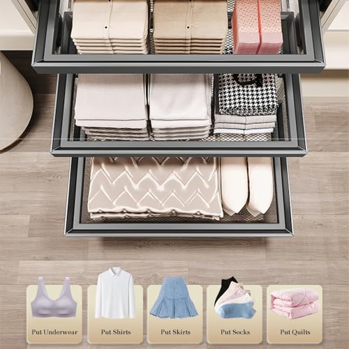 Solution de rangement pour placard avec panier télescopique et coulissant