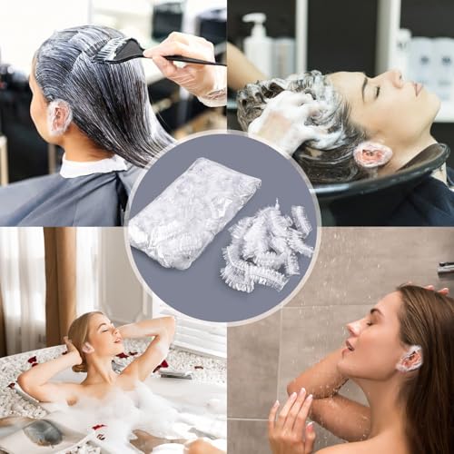 Dreamil 200 Stück Einweg Ohrenschützer für Dusche Haarfärbemittel, Klare Ohrabdeckung Wasserdichte Ohr Abdeckung Ohrkappen für Friseur Salon Spa Baden Zuhause Hotel Friseursalon Haarfärbung