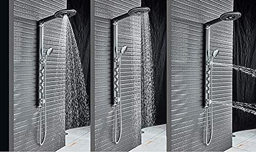 Black Shower Column Wall Mounted Shower Faucet Set Rainfall Shower Head with Body Massage Jet Shower Mixer Tower No Mixer Valve miniatura 2