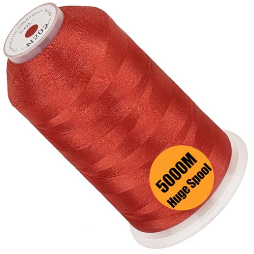 Image of New brothread - Single Huge Spool 5000M Each Polyester Embroidery Machine Thread 40WT for Commercial and Domestic Machines - Vermilion (Janome Color)