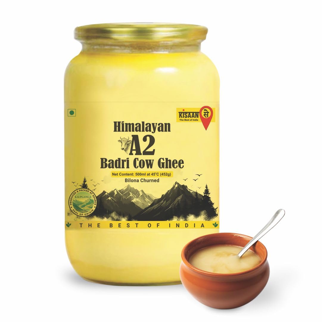 KisaanSay Himalayan Badri Cow Ghee 500ML | 100% Badri Cow Ghee | Vedic Bilona Method | Glass Jar | Bilona Method | Traditional Curd-Churned | Pure, Natural & Healthy (B0D9B7YBDP) Amazon Price History, Amazon Price Tracker