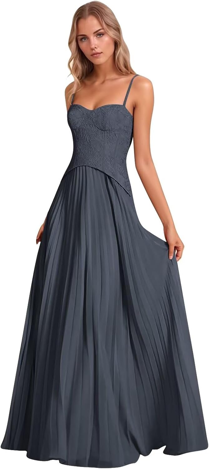 Lace Chiffon Bridesmaid Dresses for Women Sweetheart Evening Gown Long Floral Wedding Guest Dress