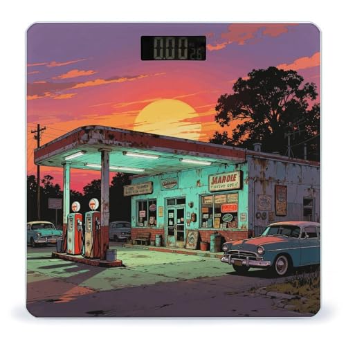 Báscula digital Vintage Gas Station para baño precisa 400 lb miniatura 1