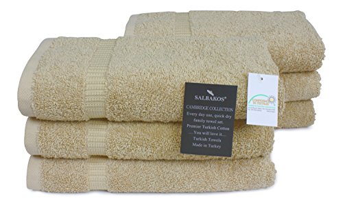 Salbakos Genuine Premium Organic Turkish Cotton Hotel And Spa Hand Towels, 700 Gsm, 16”X30”, Taupe (Hand Towels - Qty 6, Taupe). #TOP3