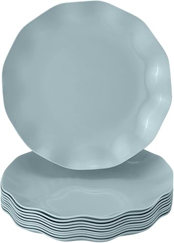 Elegantes platos de plástico para fiesta con borde festoneado 10 unidades platos desechables de postre resistentes para recepción de boda 6 pulgadas