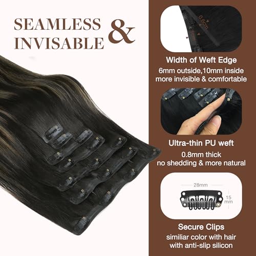 Image of GOO GOO Seamless Clip in Hair Extensions Real Human Hair Remy Extensions