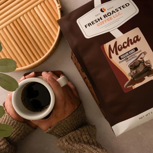 Image of Fresh Roasted Coffee, Mocha Flavored Drip Ground Coffee, Medium Roast, Kosher, 5 lb (80 oz)