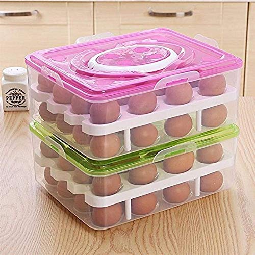 Rixim Plastic 32 Grid Egg Container with Handle Storage Box & Egg
