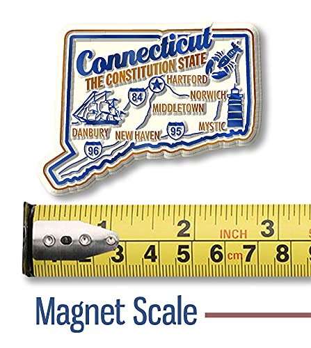 Imán decorativo rectangular de Connecticut 2.6 x 2 pulg miniatura 2