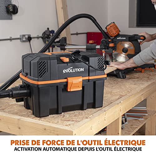 Aspirateur eau et poussière avec prise de force R15VAC d’Evolution - Moteur puissant de 1000 watts - Fonction double air - Image 4