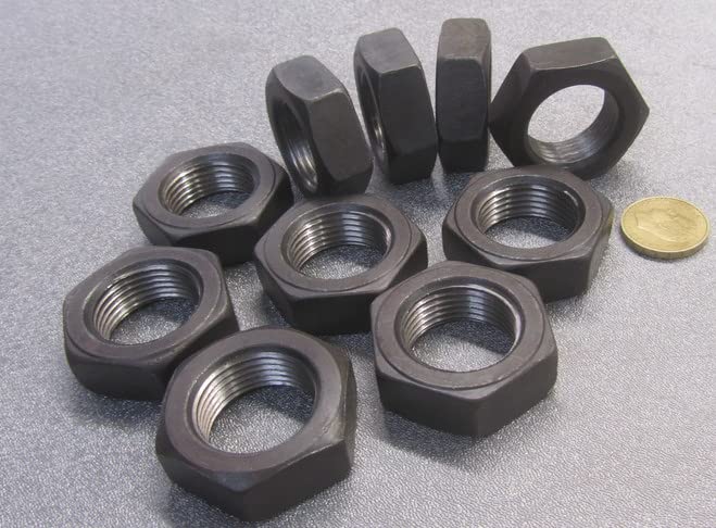 Grade 2 Steel Extra Wide Hex Nuts RH 1 1/8"-12 Thread x 1-11/16" W x 39/64" H 10 Pcs