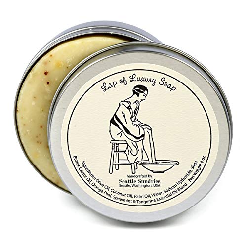 Lap of Luxury Soap-100% Natural Skin Care Bar. Scented with Almond Essential Oil. One 4 oz Bar in a Handy Travel Gift Tin. Great For Relaxing Spa Lovers.