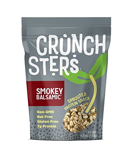 Crunchsters Crunchy Sprouted Mung Beans, Plant-Based Protein Super-Snack and Salad Topper, Gluten-Free, Nut-Free, Vegan, 6g Protein per Serving, 4oz. Bags (1 Pack, Tangy Balsamic)